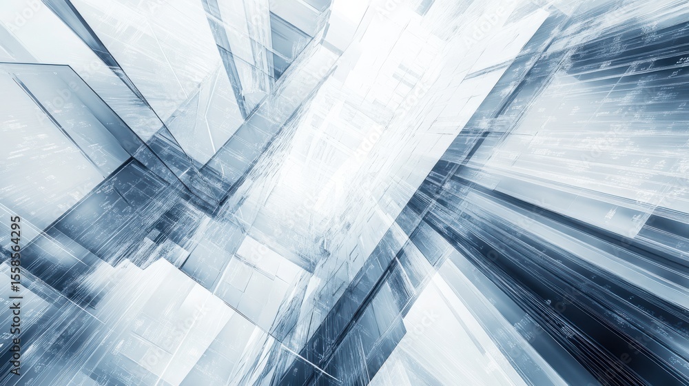 Poster Abstract geometric shapes in a dynamic digital environment