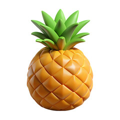 pineapple, 3d cartoon ,isolated on transparent white background