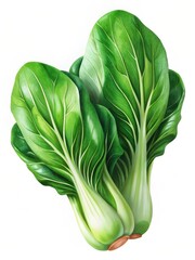 Fresh Green Bok Choy Isolated on White Background