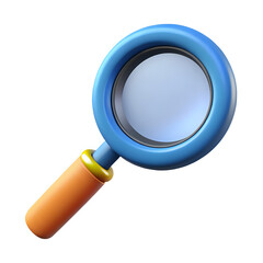 magnifying glass, 3d cartoon ,isolated on transparent white background