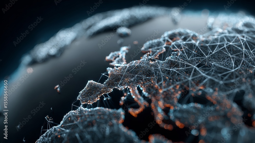 Aufkleber conceptual globe highlighting europe showcasing global connectivity with a futuristic technology and