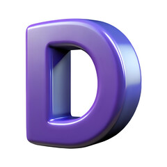 blue letter d, 3d cartoon ,isolated on transparent white background