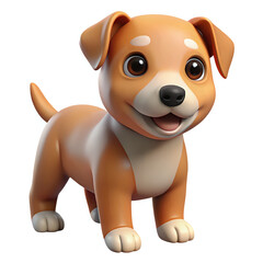 puppy dog, 3d cartoon ,isolated on transparent white background