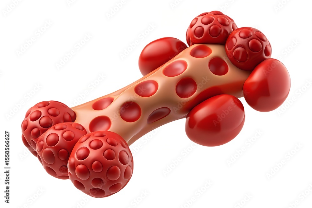 Aufkleber abstract 3d rendering of a bone structure with red spheres