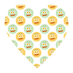 Hand Drawn Boiled Egg slices and grill sausage like smileys Seamless pattern on Heart shape Backdrop