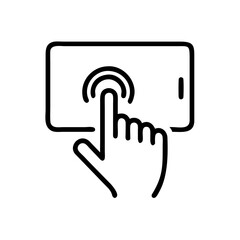 Touchless Command Panel Line Icon – Smart Living Control Interface Vector on White