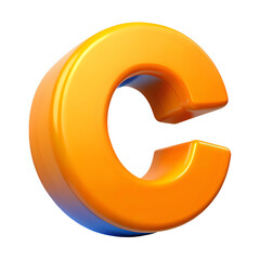 letter c, 3d cartoon ,isolated on transparent white background