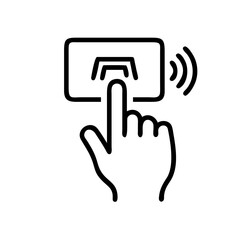 Obraz premium Touchless Command Panel Line Icon – Smart Living Control Interface Vector on White