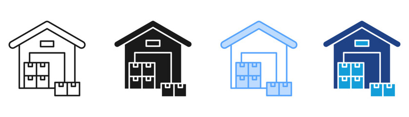 Warehouse Storage Icon Set Multiple Style Collection