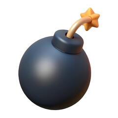 bomb, 3d cartoon ,isolated on transparent white background