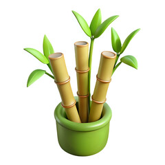 green bamboo, 3d cartoon ,isolated on transparent white background