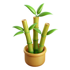 green bamboo, 3d cartoon ,isolated on transparent white background