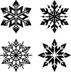 snowflake icon design  set, winter symbol silhouette, cold weather vector