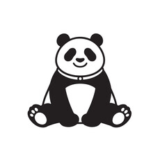 Vector art of a panda bear with a collar sitting isolated on white background