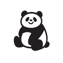 Vector art of a cute cartoon panda bear sitting isolated on white background