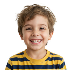 Happy young boy smiling brightly isolated on transparent background