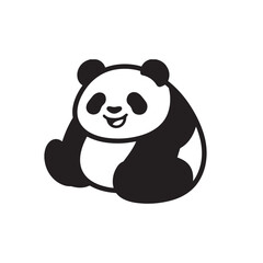 Vector art of a cute cartoon panda bear sitting isolated on white background