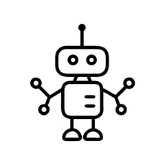 Minimalist Robot Interaction UI Line Icons – Futuristic Lifestyle Concept