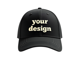 Black baseball cap mockup with white text your design black cap headwear