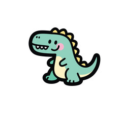 Vector art of a cute cartoon dinosaur sitting isolated on white background