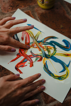 Vibrant abstract art created with colorful paint strokes