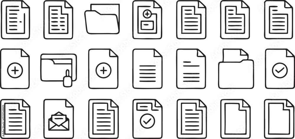 Fototapete Document Line Icons Set with 30 Unique Editable Thin Black Outline Vector Icons for Clean Design