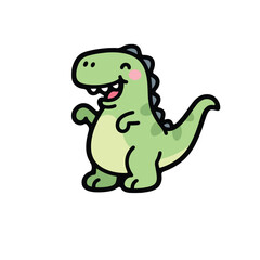 Vector art of a cheerful cartoon dinosaur with a cute smile isolated on white background