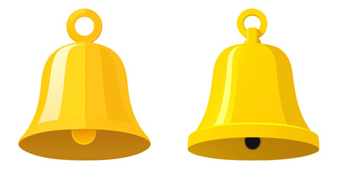 Classic yellow bells isolated on transparent PNG perfect for Christmas designs, festive graphics, and celebratory illustrations