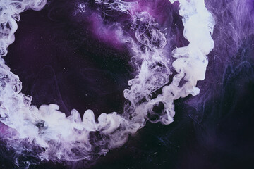 Abstract colorful background. Moving flow of purple paints, fluid liquid art, space sky