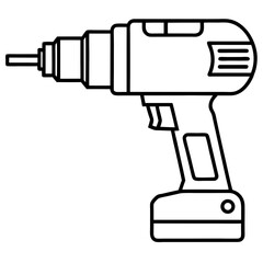 Handheld Power Drill Outline Illustration