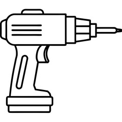Handheld Power Drill Outline Illustration