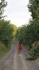 girl in a dress in a forest