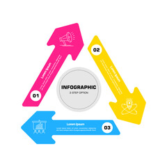 Vector triangle element for infographic. Template for cycling diagram, graph, presentation. Business concept with 3 options, parts, steps or processes.	

