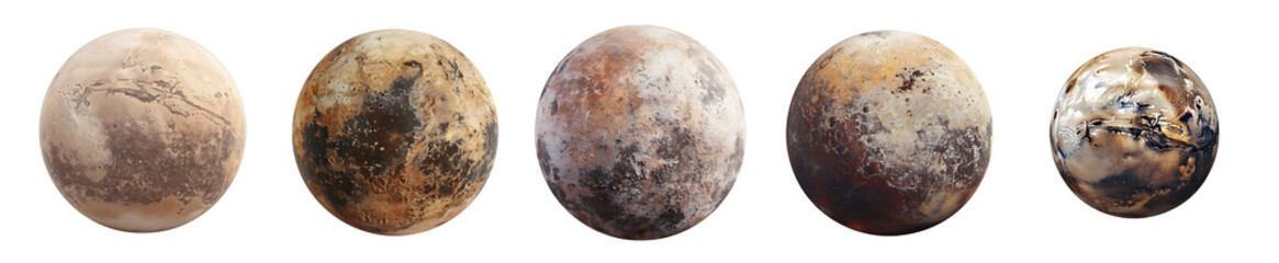Fototapeta premium Pluto's Evolution: A Five-Stage Celestial Transformation