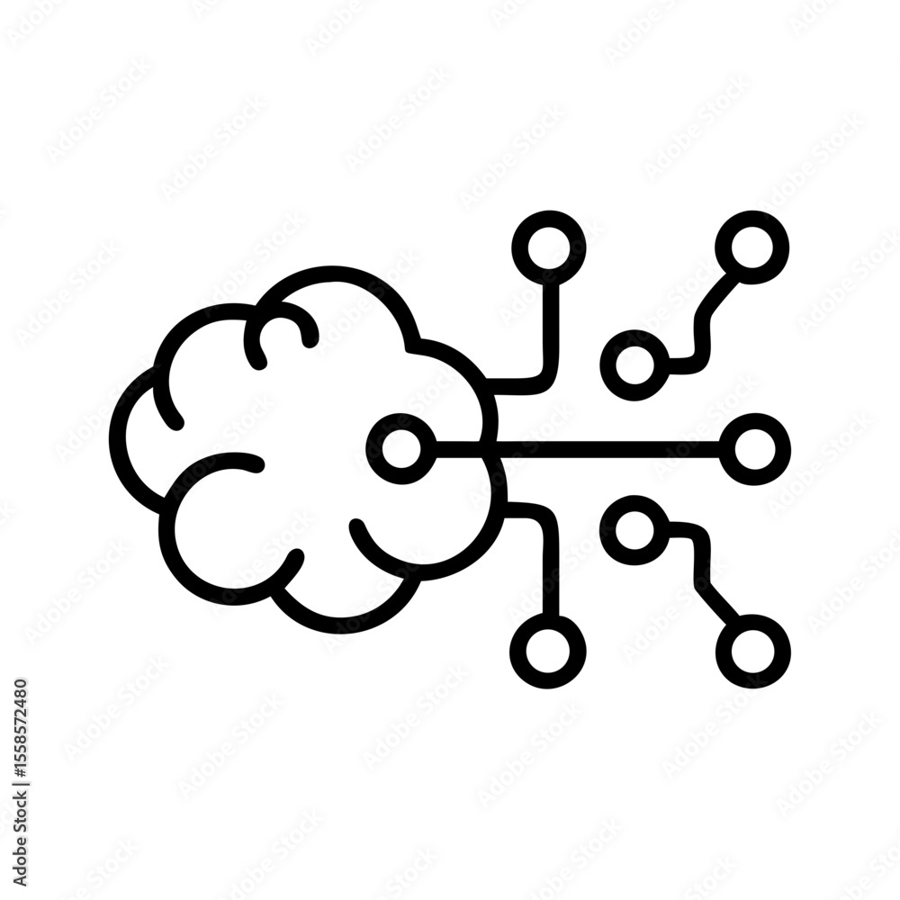 Aufkleber deep learning circuit line art icon – minimal ai tech vector on white