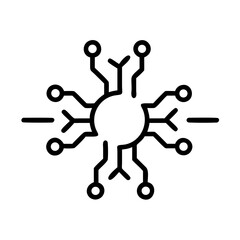 Deep Learning Circuit Line Art Icon – Minimal AI Tech Vector on White