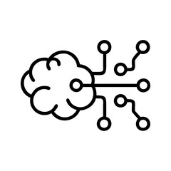 Deep Learning Circuit Line Art Icon – Minimal AI Tech Vector on White
