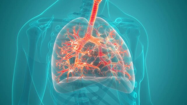 Human Respiratory System Lungs Anatomy Animation Concept