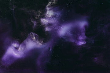 Abstract colorful background. Moving flow of purple paints, fluid liquid art, space sky