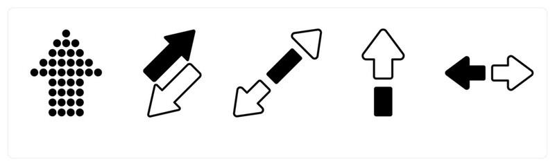 A set of 5 mix icons as arrow, map, navigation