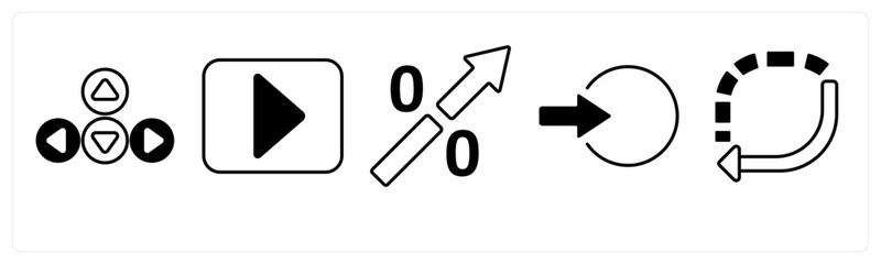 A set of 5 mix icons as arrow, map, navigation