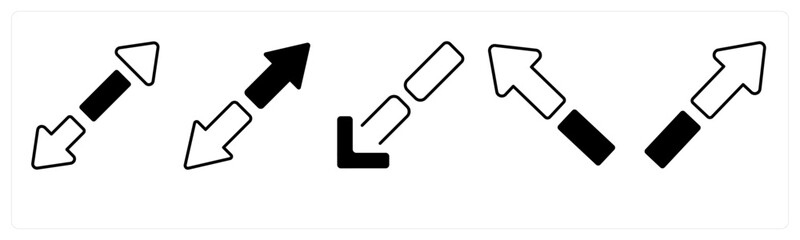 A set of 5 mix icons as arrow, map, navigation