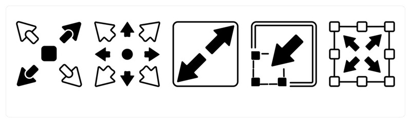 A set of 5 mix icons as arrow, map, navigation