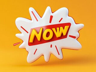 Red and white burst pop up button with 'Now' written on it.