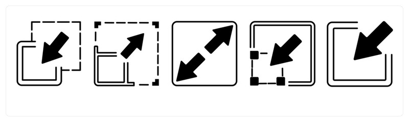 A set of 5 mix icons as arrow, map, navigation