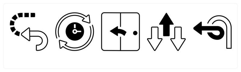 A set of 5 mix icons as arrow, map, navigation