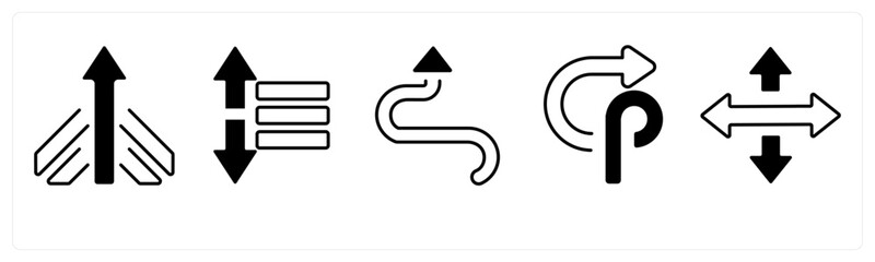 A set of 5 mix icons as arrow, map, navigation