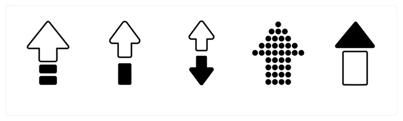 A set of 5 mix icons as arrow, map, navigation