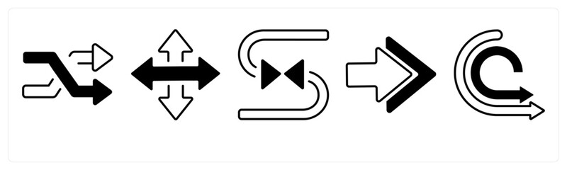 A set of 5 mix icons as arrow, map, navigation