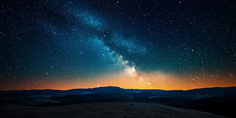 starry night sky over a planet